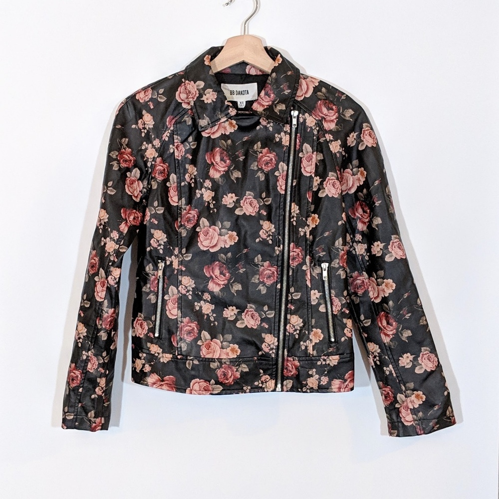 BB Dakota Vegan Faux Leather Floral Moto Jacket - Picture 5 of 6